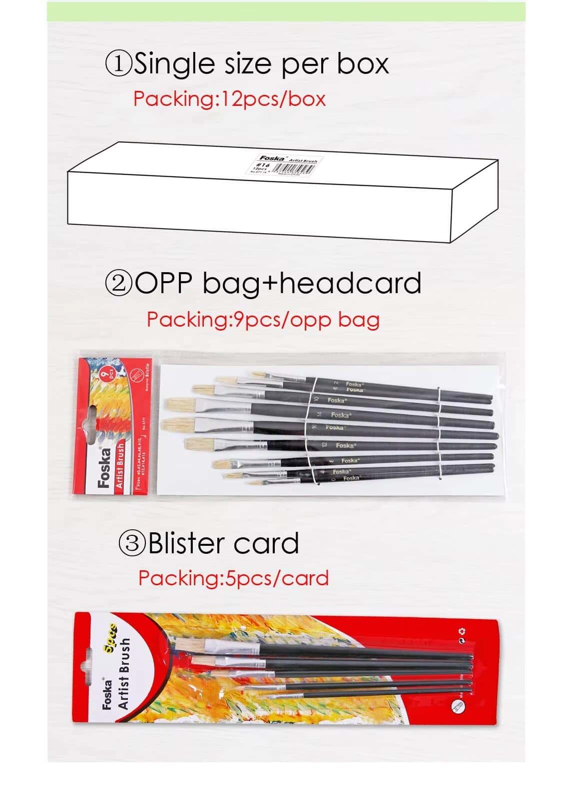 wooden handle artist brush set