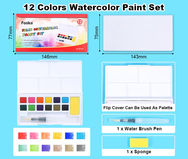 12 Colors Watercolor Paint