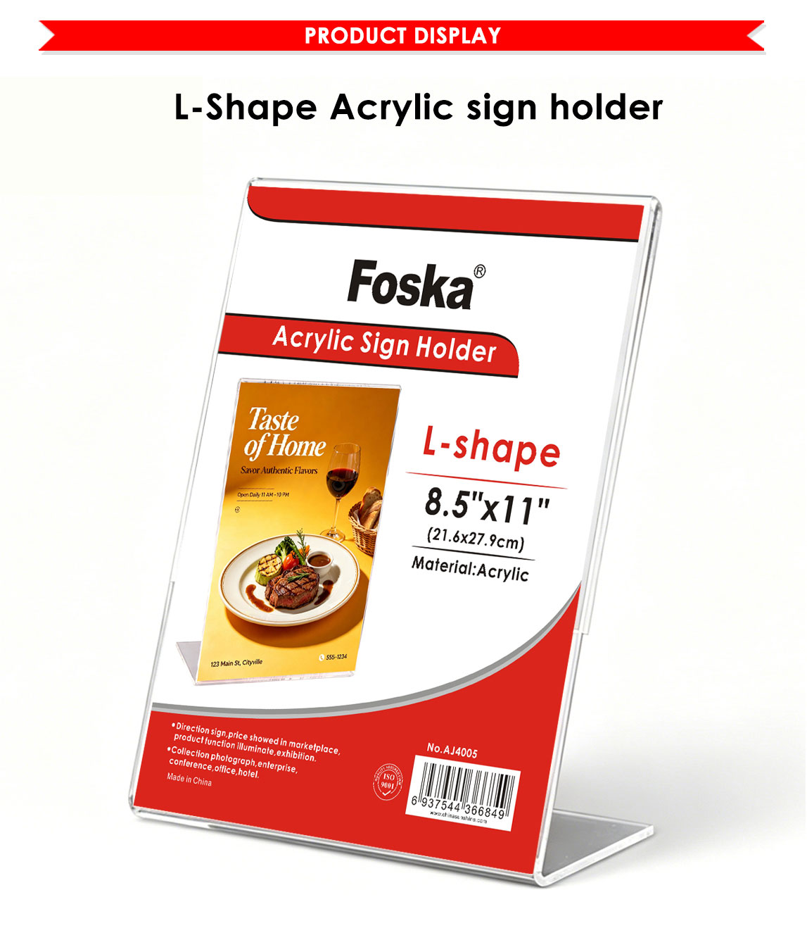 L shaped Acrylic table tent L shaped Acrylic table tent